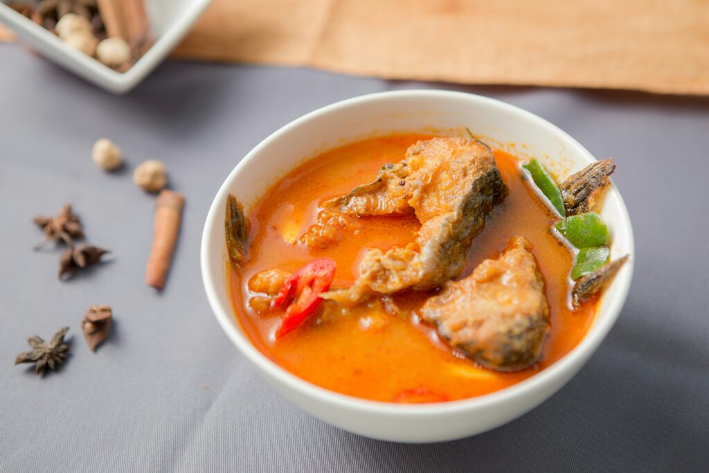 Curry soup served on a plate